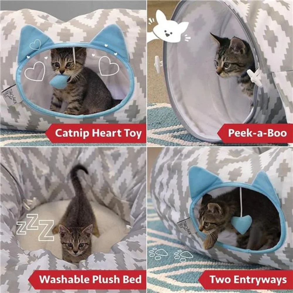 Kitty City Large Cat Tunnel Bed, Cat Bed, Pop Up Bed, Cat Toys